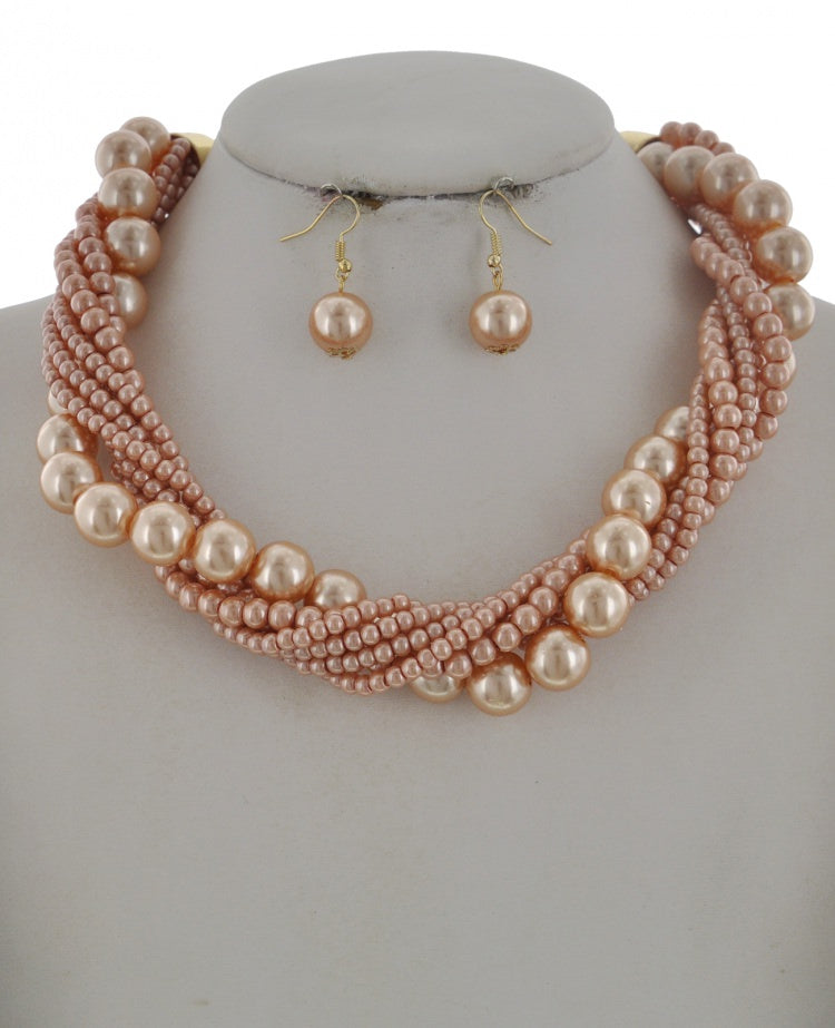 Synthetic Pearl Multi Strand Necklace