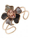 Pink Center Glass Flower Bangle Bracelet