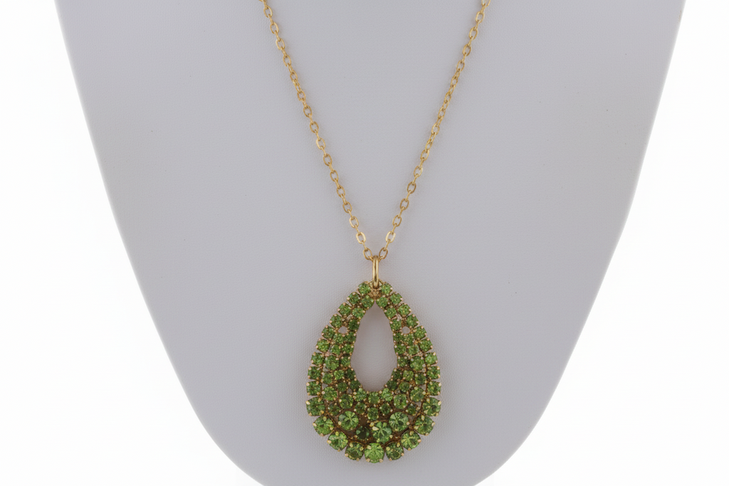 GLASS OPEN TEARDROP LONG NECKLACE