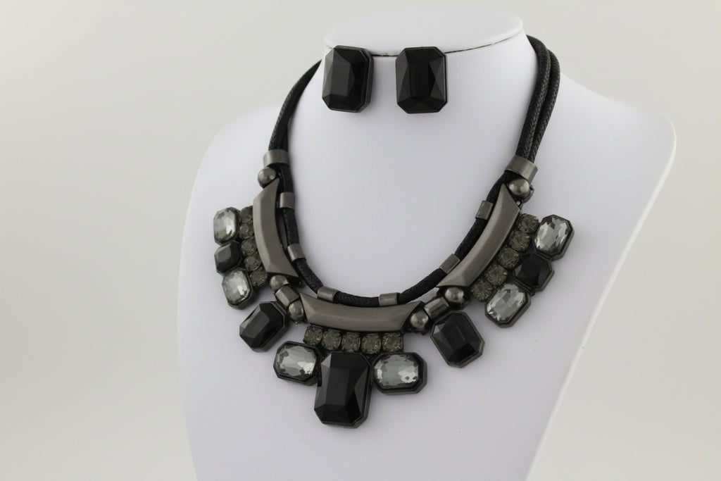 Hematite Statement Necklace Set