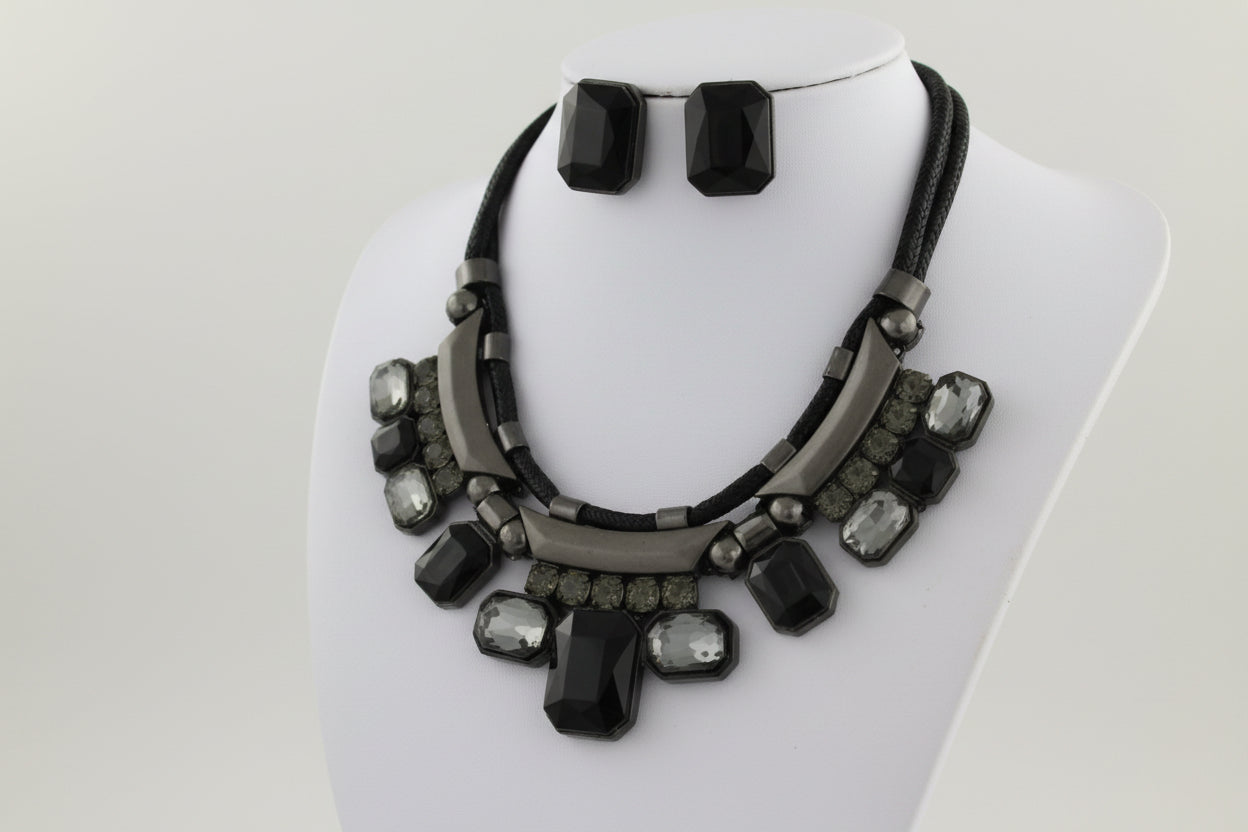Hematite Statement Necklace Set