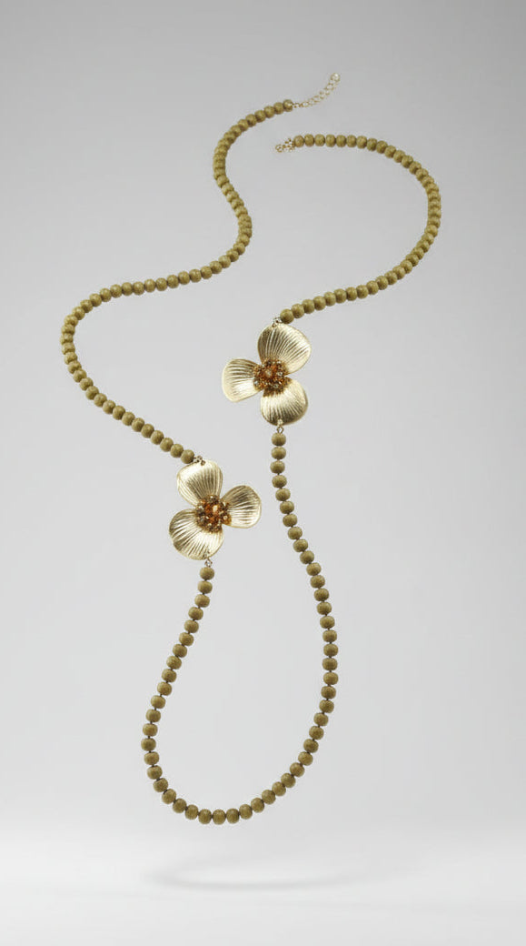 Glass Flower Long Necklace