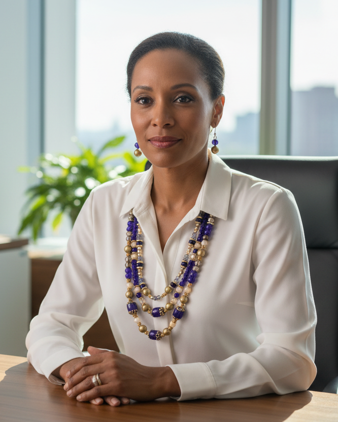 Royal Blue 3 STRAND GLASS GRADUATING NECKLACE SET