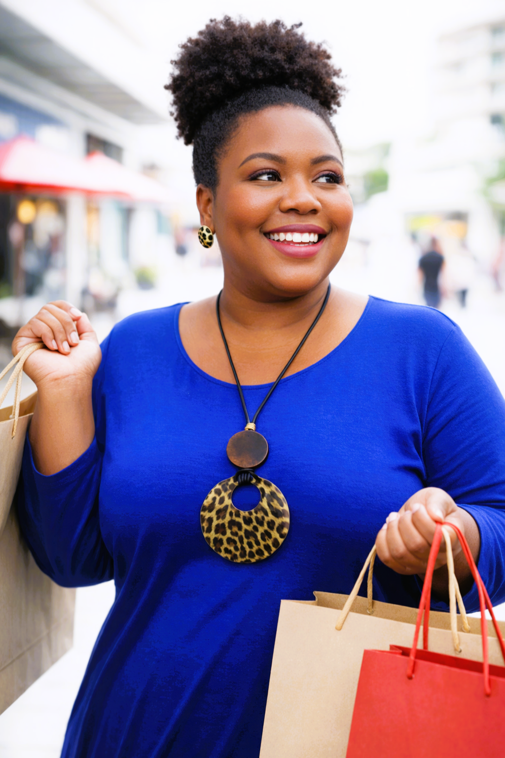 Animal Print Acrylic Pendant Necklace & Earring Set