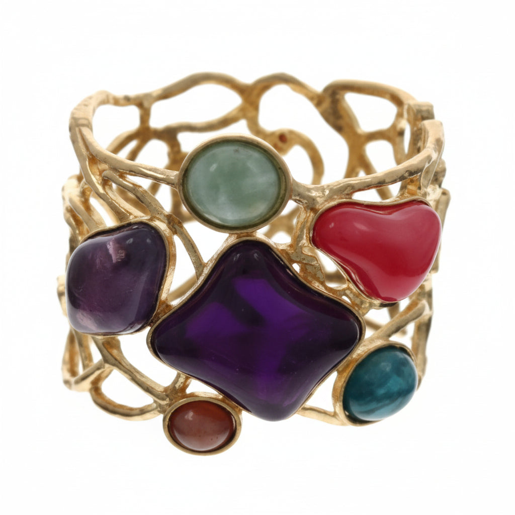 Multi-Colored Metal Bangle Statement Bracelet