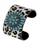 Western Concho Leatherette Stone Cuff Bracelet