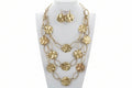 Multi Row Hammered Metal Disc Necklace Set