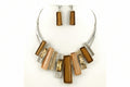 Earthtone Enamel Glass Statement Necklace & Earring Set