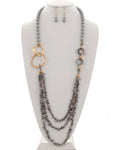 Shades of Gray Multi Strand Long Beaded Necklace