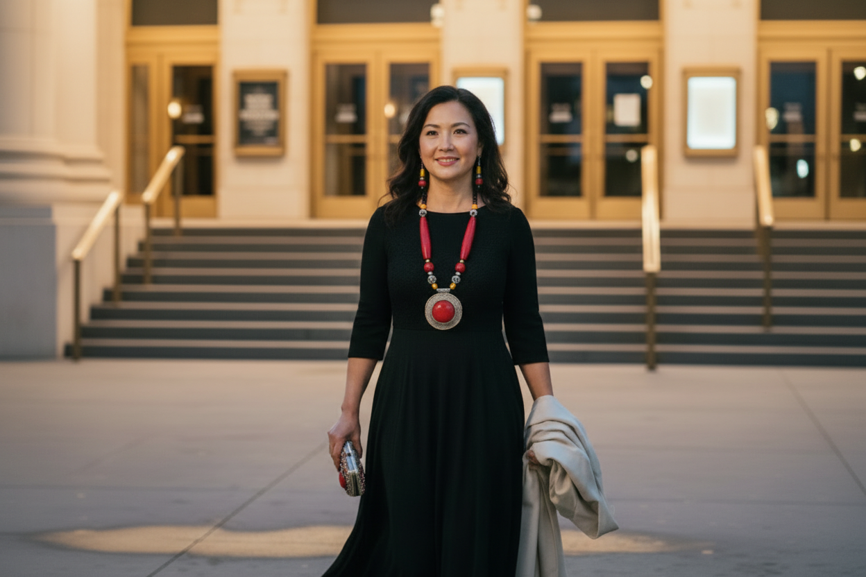 Colored Wooden Necklace Set with Large Red Pendant