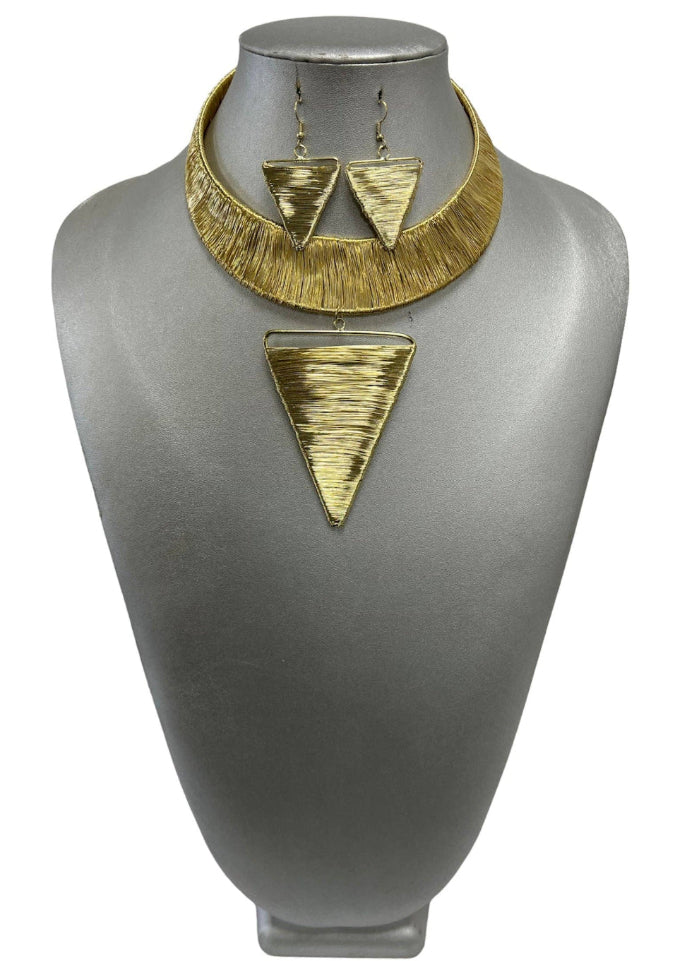 Gold Wire Wrapped Choker Necklace Set