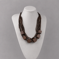 Retro Style Cubes and Round Bead Multi-Strand Necklace