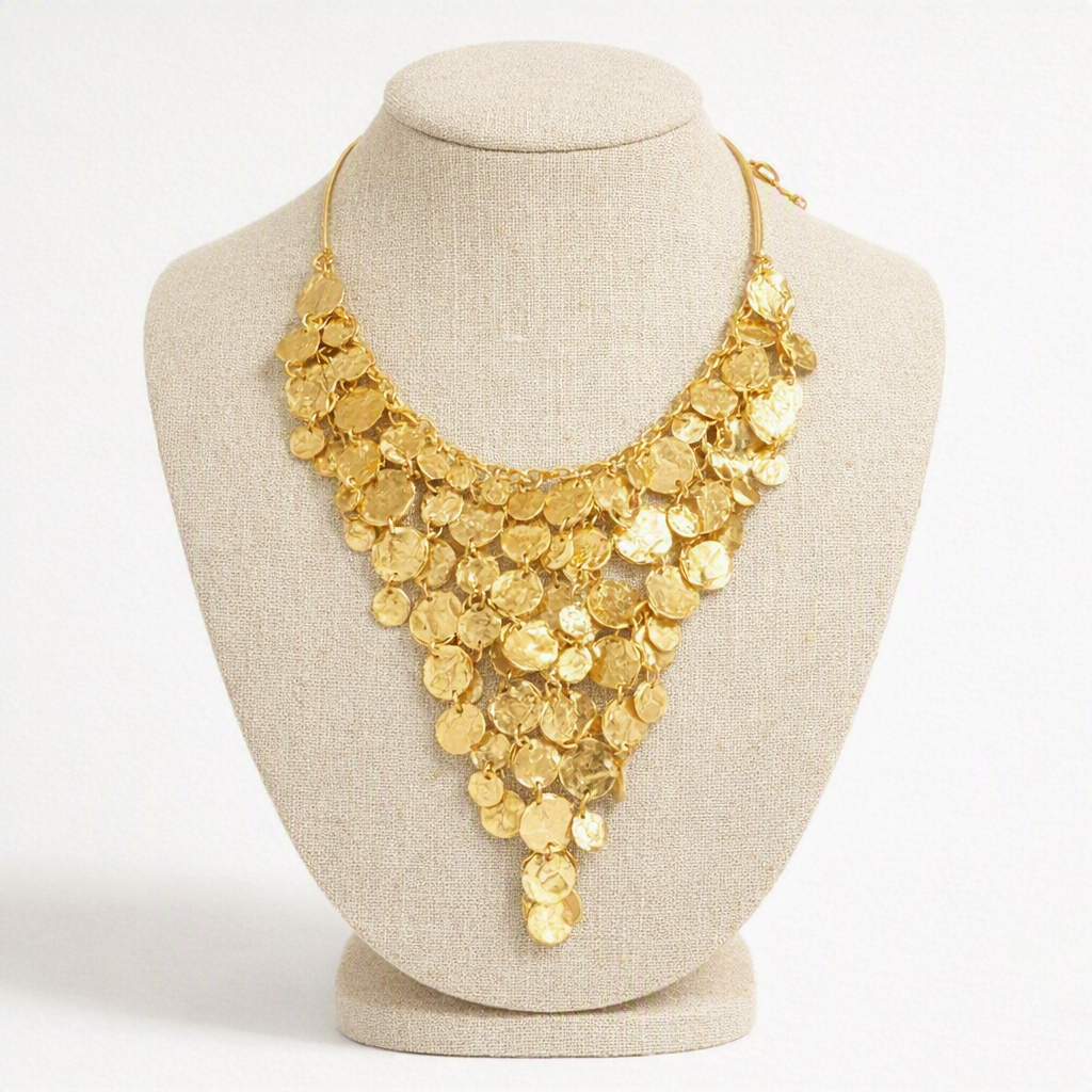 Exaggerated Geometric Retro Metal Waterfall Pendant Necklace