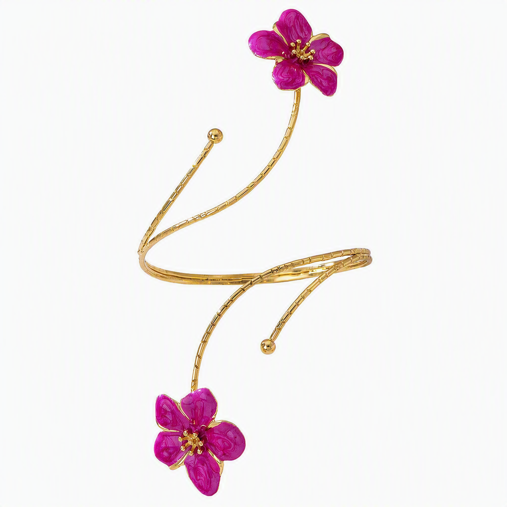 Pink Enamel Flower Iron Arm Bracelet