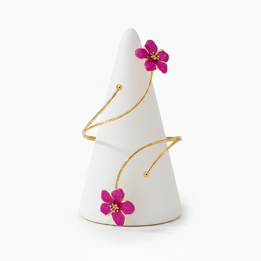 Pink Enamel Flower Iron Arm Bracelet