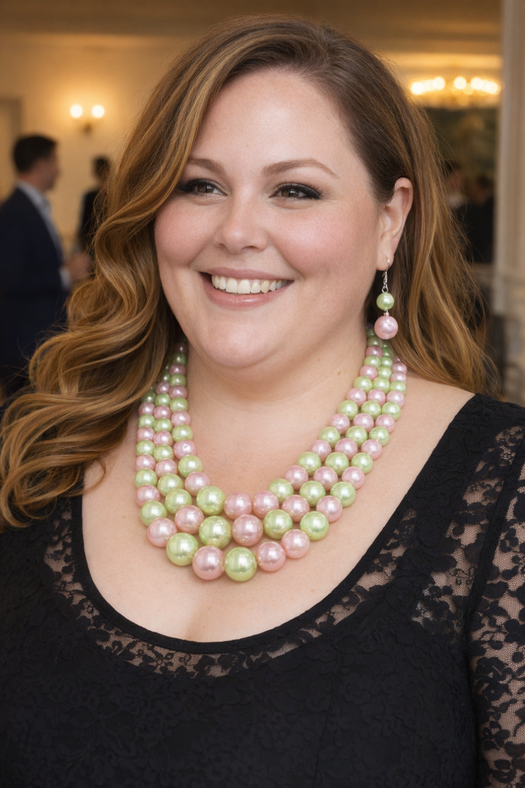 3 Strand Synthetic Pearl Graduating Necklace & Earring Set