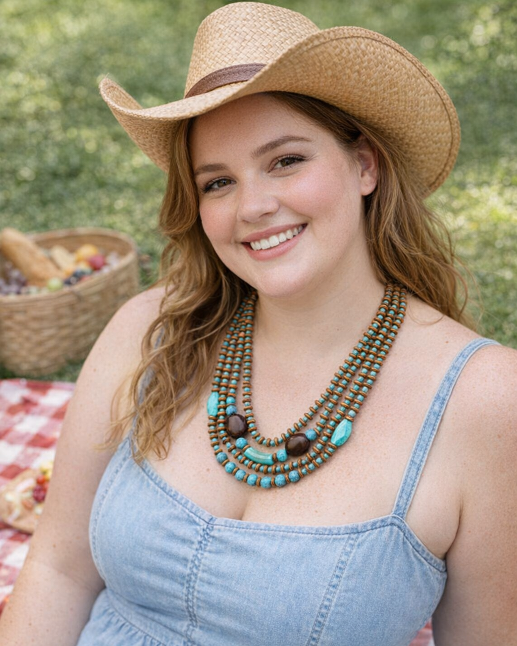 Turquoise Resin & Wood Necklace