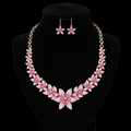Pink & white Floral Rhinestone Statement Set