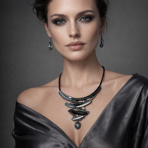 Abstract Acrylic & Glass Necklace Set