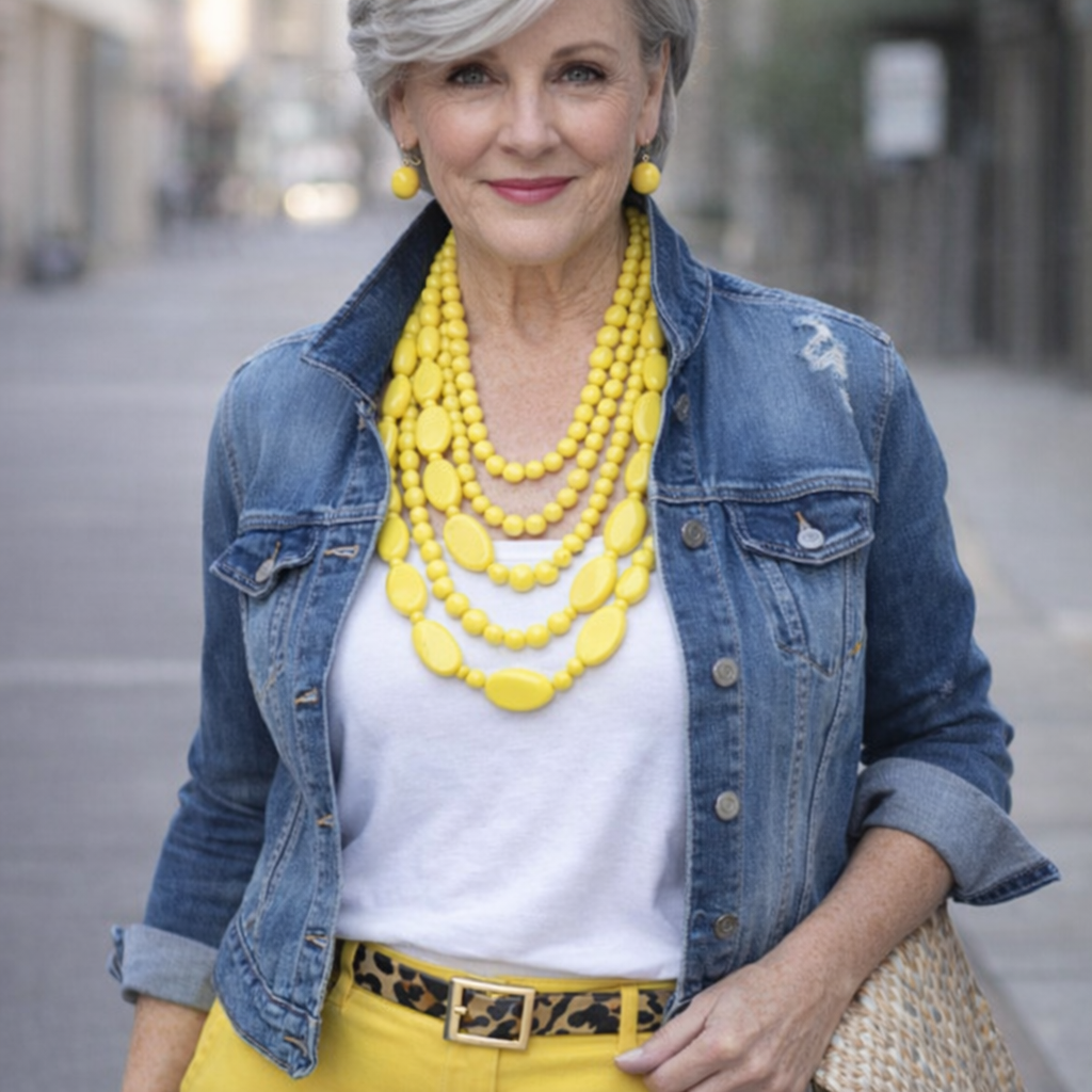 Yellow Multi-Strand Wood Necklace Set