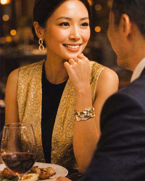 Bronze / Grey / Gold Stretch Abstract Bracelet