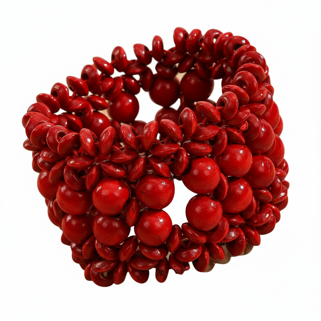 Red Coconut Shell Stretch Bracelet