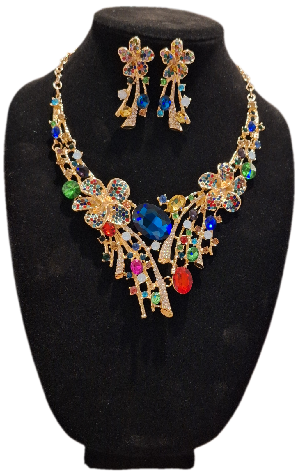 Multi-Color Rhinestone Bouquet Collar