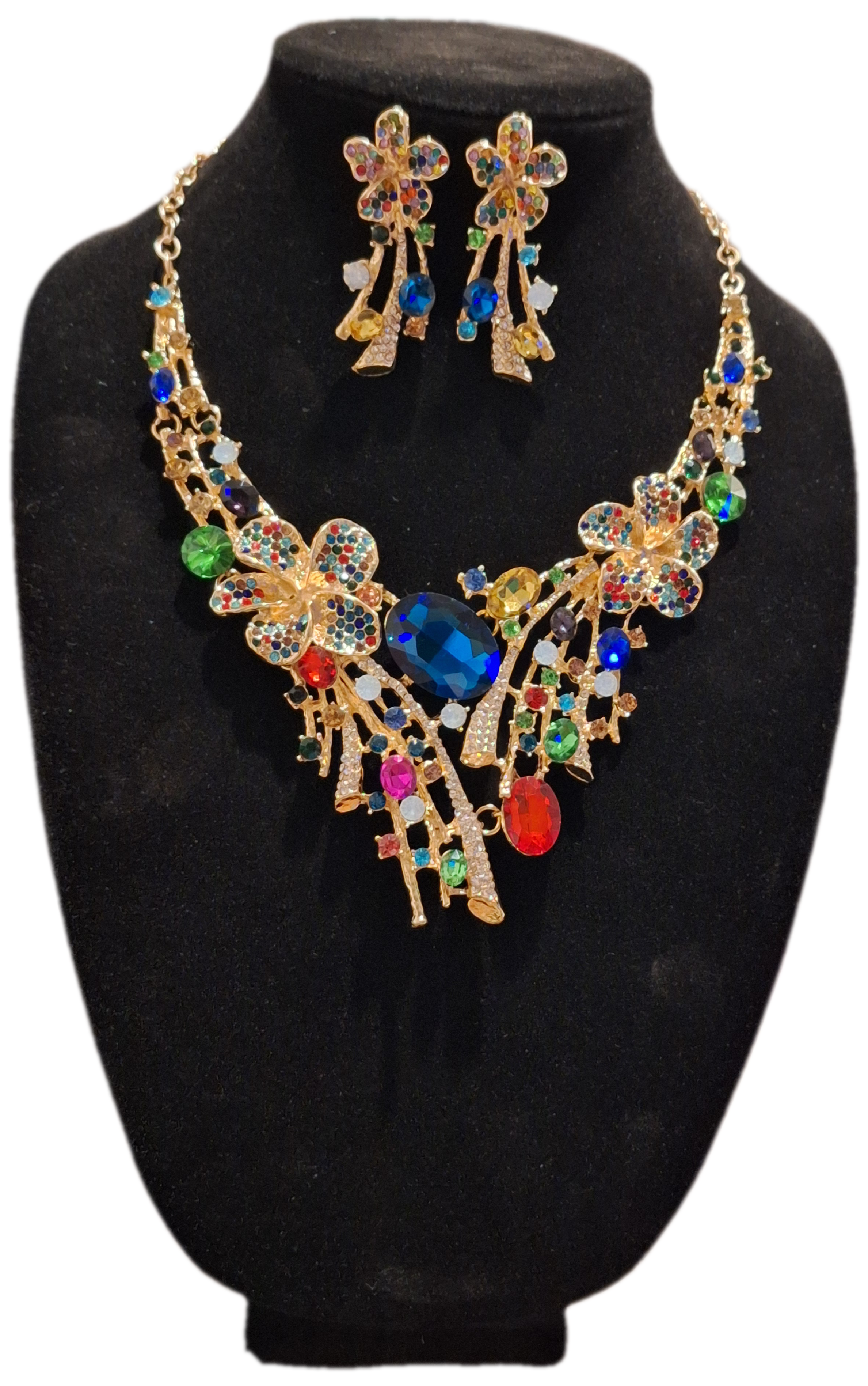 Multi-Color Rhinestone Bouquet Collar