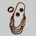 Tricolor Wooden Necklace Set with Bracelet