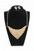 Cream/Gold Reversible Bead Scarf Necklace Set