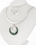 SILVER RING STATEMENT NECKLACE SET
