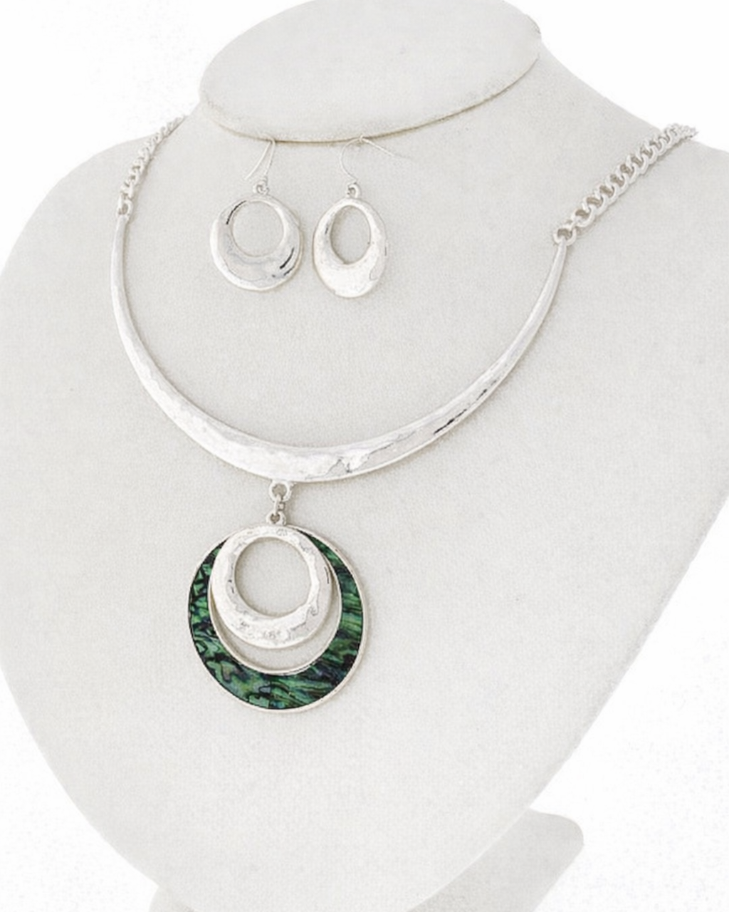 SILVER RING STATEMENT NECKLACE SET