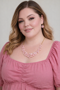 Pink & white Floral Rhinestone Statement Set