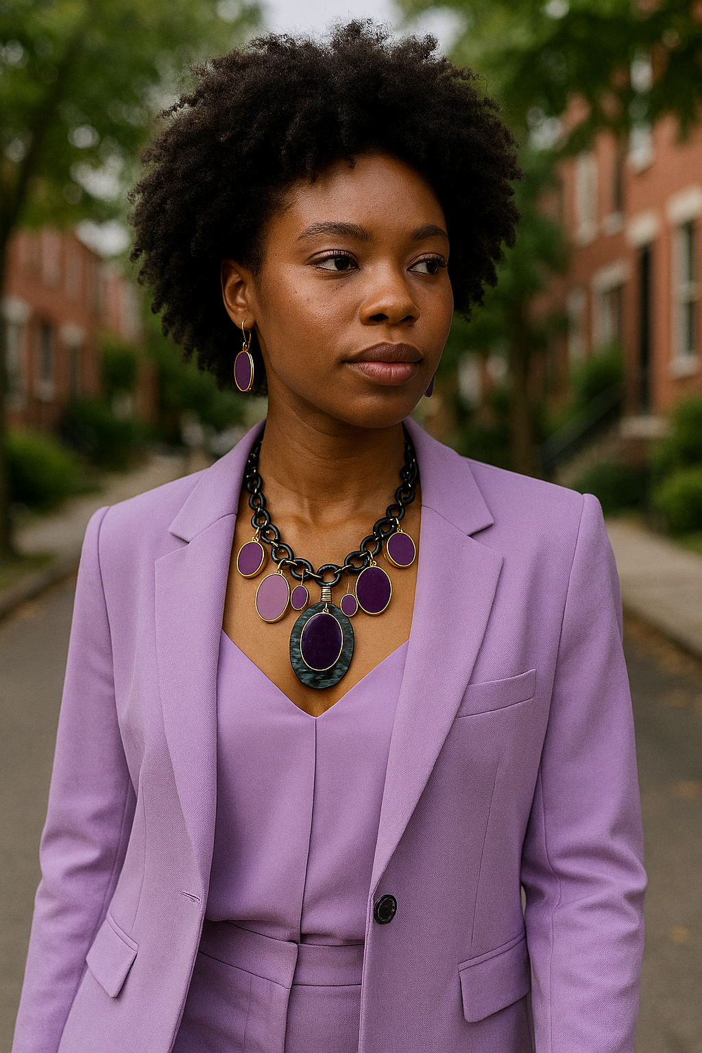 Shades of Purple Ovals Necklace Set