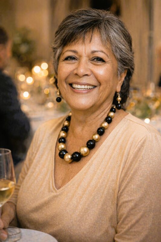 Black and Gold Synthetic Pearl Necklace Set