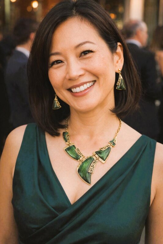 Green Filigree Acrylic Necklace Set